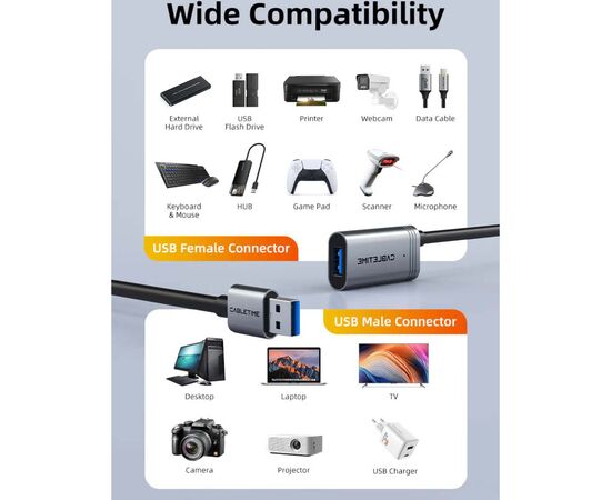 Дата кабель USB 3.0 AM/AF 10.0m active Cabletime (CA915170), изображение 10