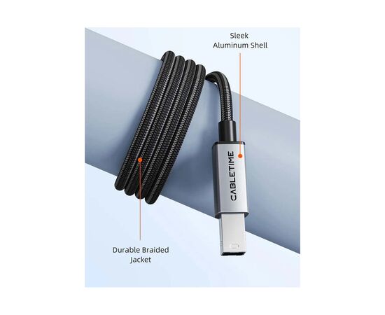 Кабель для принтера USB 2.0 AM/BM 2.0m Cabletime (CA915217), зображення 3