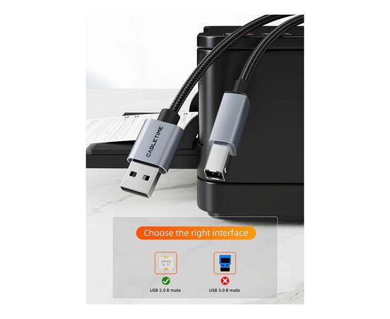 Кабель для принтера USB 2.0 AM/BM 2.0m Cabletime (CA915217), зображення 4