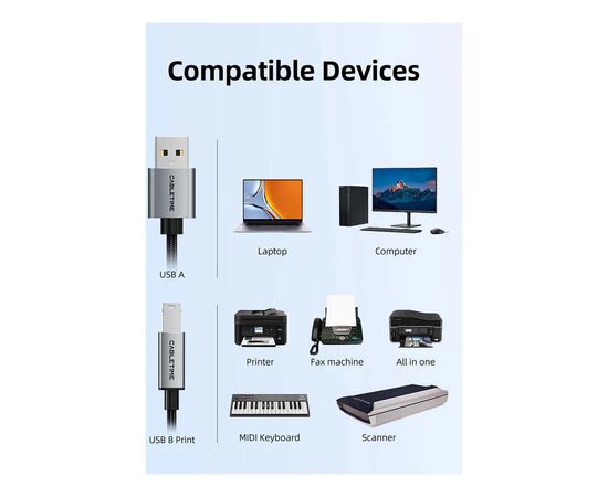 Кабель для принтера USB 2.0 AM/BM 2.0m Cabletime (CA915217), зображення 7