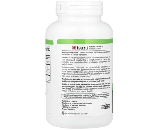 Витаминно-минеральный комплекс Natural Factors Солодка (Лакрица), деглицирризиновый экстракт корня, DGL (NFS-04507), изображение 3