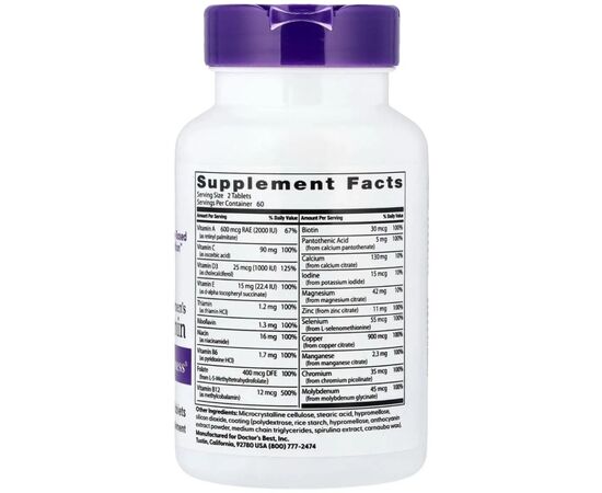 Витаминно-минеральный комплекс Doctor's Best Мультивитамины для женщин, Women''s Multi-Vitamin, 120 таблеток (DRB-00613), изображение 2