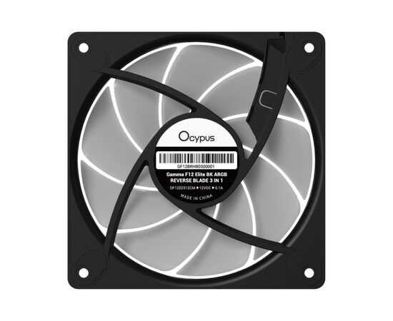 Кулер до корпусу OCYPUS GAMMA F12 ELITE BK ARGB REVERSE BLADE (GAMMA-F12-BK1AM01E-GL), зображення 7