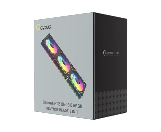 Кулер для корпуса OCYPUS GAMMA F12 UNI BK ARG (GAMMA-F12-BK3AM01U-GL), изображение 6