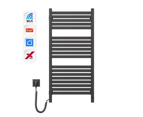 Сушарка для рушників Navin Авангард Х 1000х480 Wi-Fi лівобічна чорний муар (12-272155-4810), зображення 2