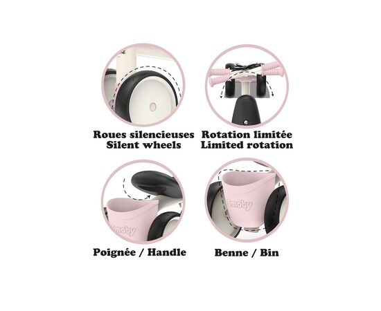 Біговел Smoby Мінні Маус. Роккі, металевий, чотирьох колісний (7600721406), зображення 4