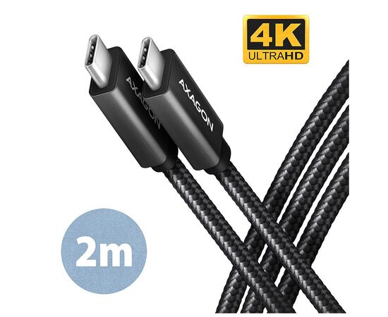 Дата кабель USB-C to USB-C 2.0m USB 3.2 Gen 2 PD 100W 5A 4K black AXAGON (BUCM32-CM20AB)