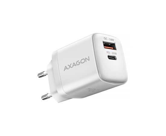 Зарядное устройство AXAGON 1xUSB QC3.0 + 1xUSB-C PD20W white (ACU-PQ20W)