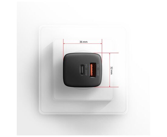 Зарядний пристрій AXAGON 1xUSB QC4.0 + 1xUSB-C PD30W PPS black (ACU-PQ30), зображення 9