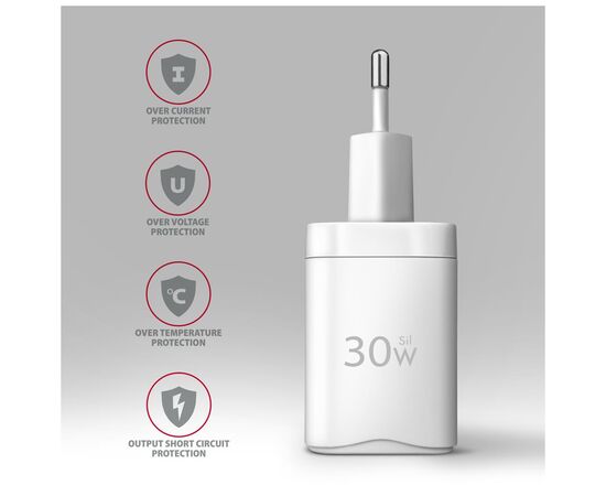 Зарядний пристрій AXAGON 1xUSB QC4.0 + 1xUSB-C PD30W PPS white (ACU-PQ30W), зображення 6
