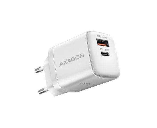Зарядний пристрій AXAGON 1xUSB QC4.0 + 1xUSB-C PD30W PPS white (ACU-PQ30W)
