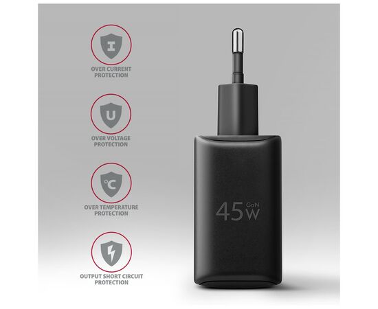 Зарядний пристрій AXAGON 1xUSB QC4.0 + 1xUSB-C PD45W PPS black (ACU-PQ45), зображення 6