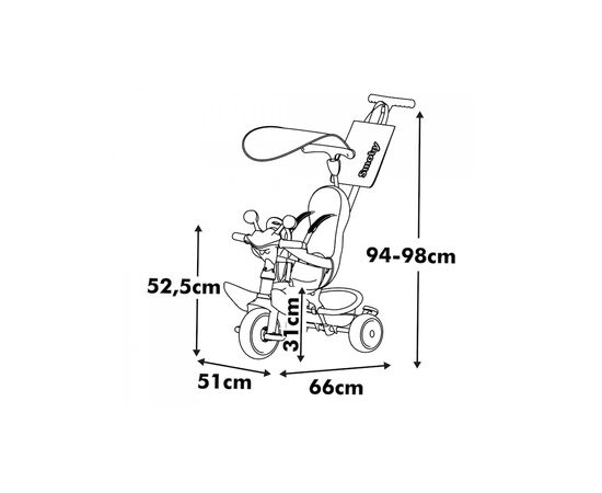 Детский велосипед Smoby Бебі Драйвер. Рожева перлина" з козирком, металевий (7600741504), изображение 3