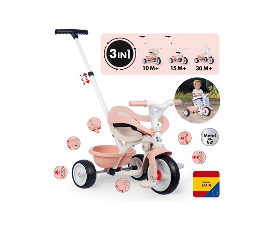 Детский велосипед Smoby Бі Муві. Комфорт 3 в 1 Рожева перлина (7600740419), изображение 3