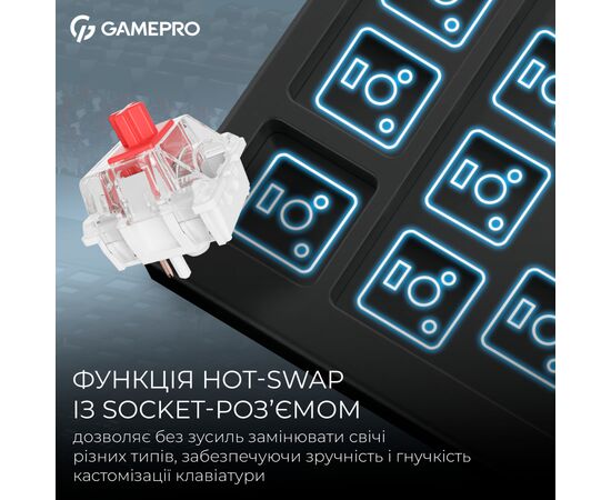 Клавиатура GamePro Asgard Ragnar Wireless/Bluetooth/USB UA Black (MK285BK), изображение 8