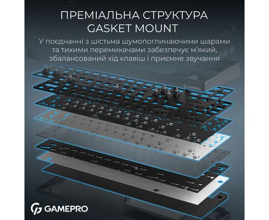 Клавиатура GamePro Asgard Ragnar Wireless/Bluetooth/USB UA Black (MK285BK), изображение 9