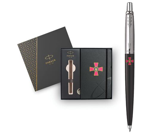 Ручка шариковая Parker JOTTER 17 Originals ARMY Black CT BP Эмблема ВСУ + блокнот Parker + подар.упаковка (15632b24_W0010u), изображение 8