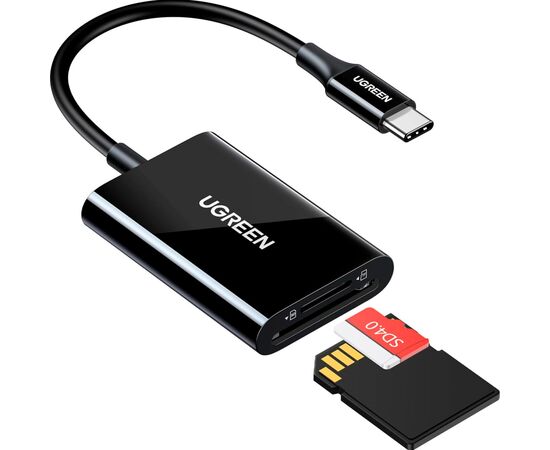 Зчитувач флеш-карт UGREEN USB-C 3.1 to TF/SD CM265 Black (35622), зображення 2