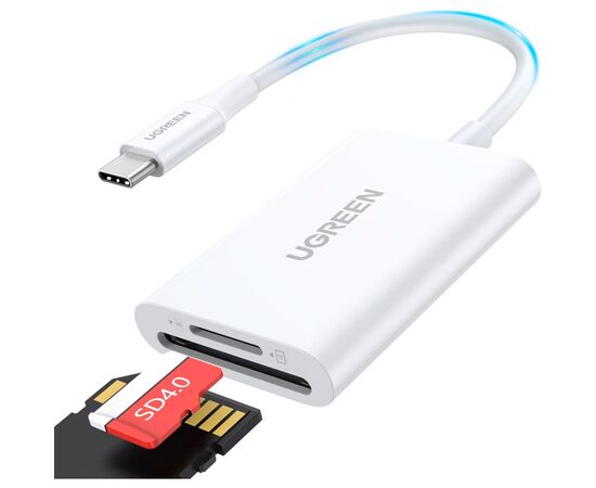Считыватель флеш-карт UGREEN USB-C 3.1 to TF/SD CM265 White (35506), изображение 2