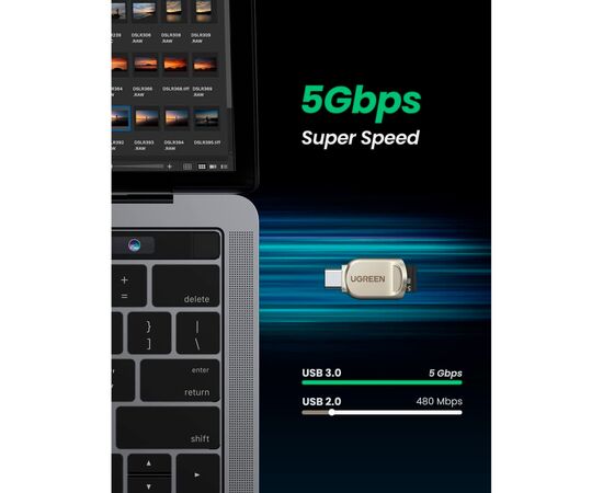 Считыватель флеш-карт UGREEN USB-C to TF 3.0 CM331 Light Golden (80124), изображение 5