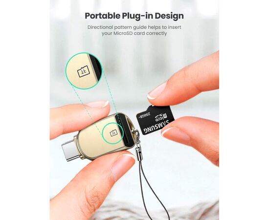 Считыватель флеш-карт UGREEN USB-C to TF 3.0 CM331 Light Golden (80124), изображение 7