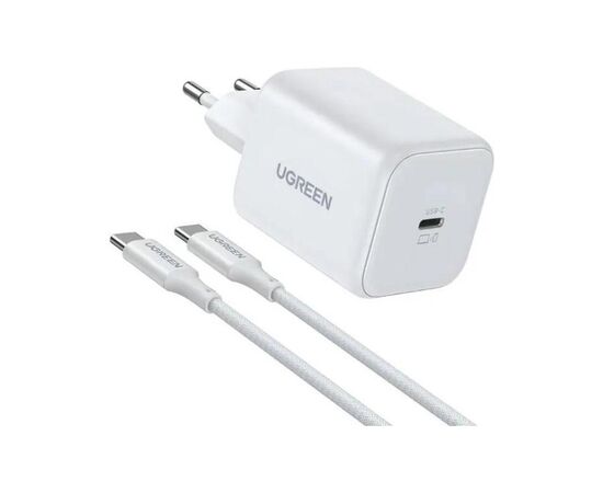 Зарядний пристрій UGREEN USB-C GaN 45W + cable USB-C to USB-C X524 white (65055)