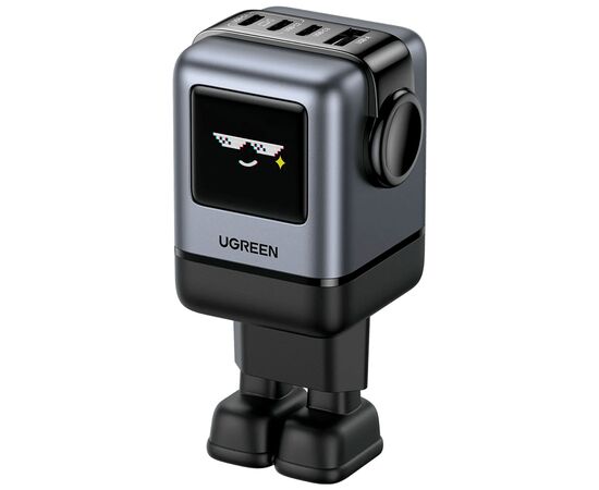 Зарядний пристрій UGREEN 1xUSB + 3xUSB-C GaN 100W Robot X688 gray (45515B)