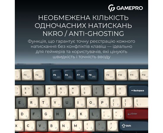Клавиатура GamePro Asgard Ragnar Wireless/Bluetooth/USB UA Blue (MK285BL), изображение 11