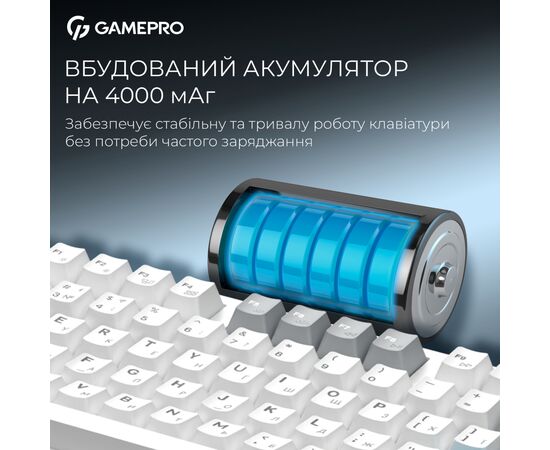 Клавиатура GamePro Asgard Ragnar Wireless/Bluetooth/USB UA White (MK285WH), изображение 10