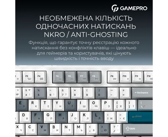 Клавиатура GamePro Asgard Ragnar Wireless/Bluetooth/USB UA White (MK285WH), изображение 11