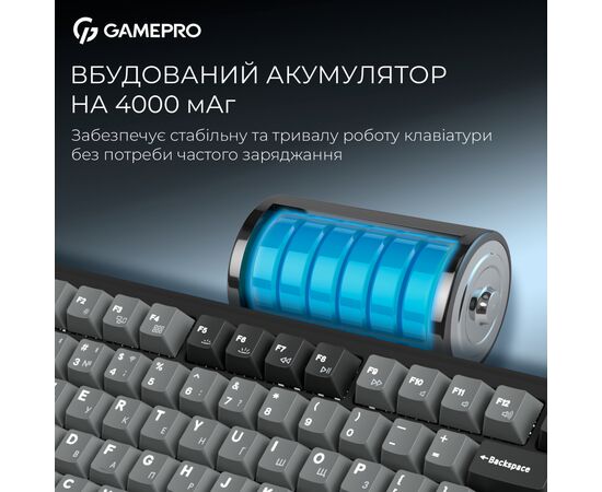 Клавиатура GamePro Asgard Yord Wireless/Bluetooth/USB UA Black (MK266BK), изображение 11