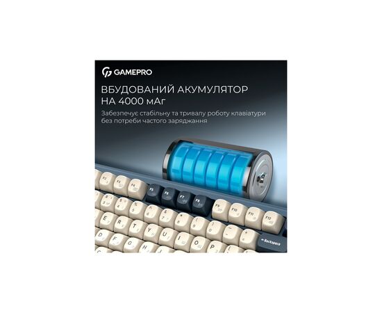 Клавиатура GamePro Asgard Yord Wireless/Bluetooth/USB UA Blue (MK266BL), изображение 11