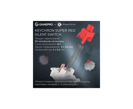 Клавиатура GamePro Asgard Yord Wireless/Bluetooth/USB UA Blue (MK266BL), изображение 8