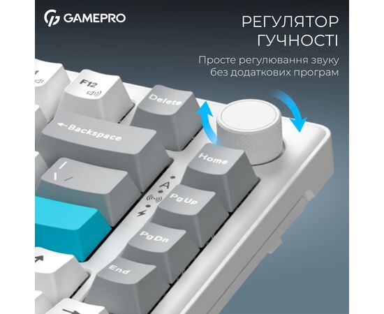 Клавиатура GamePro Asgard Yord Wireless/Bluetooth/USB UA White (MK266WH), изображение 11