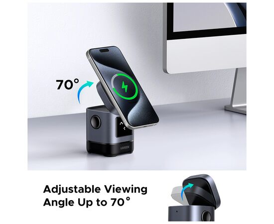 Зарядний пристрій UGREEN 2-in-1 wireless iPhone + AirPods W709 gray (45775), зображення 5