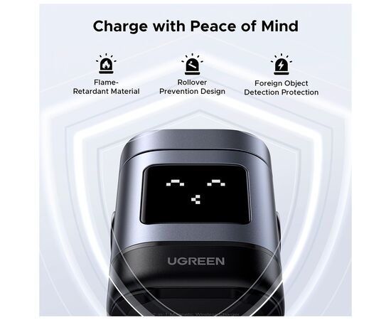 Зарядний пристрій UGREEN 2-in-1 wireless iPhone + AirPods W709 gray (45775), зображення 6
