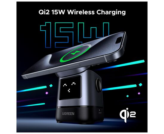 Зарядний пристрій UGREEN 2-in-1 wireless iPhone + AirPods W709 gray (45775), зображення 7