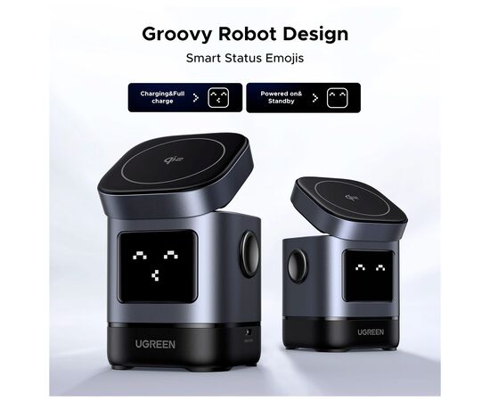 Зарядний пристрій UGREEN 2-in-1 wireless iPhone + AirPods W709 gray (45775), зображення 8