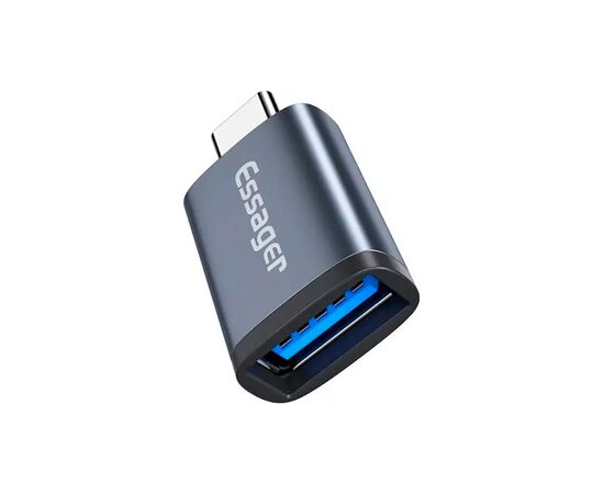 Переходник OTG USB 3.0 AF to USB-C M gray Essager (EZJAC-SRA0G), изображение 2