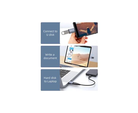Переходник OTG USB 3.0 AF to USB-C M gray Essager (EZJAC-SRA0G), изображение 6