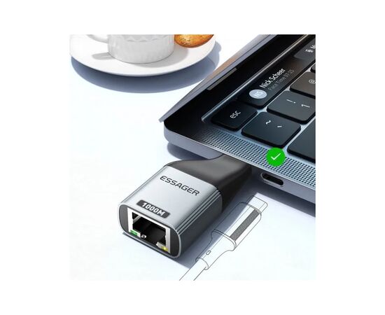 Переходник USB-C to RJ45 1000Mbps Essager (EZJRJK-MJ0G-P), изображение 8