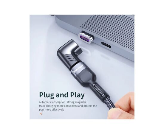 Перехідник USB-C magnetic 100W 5Gbps 90° corner Essager (EZJT-QZG01), зображення 2