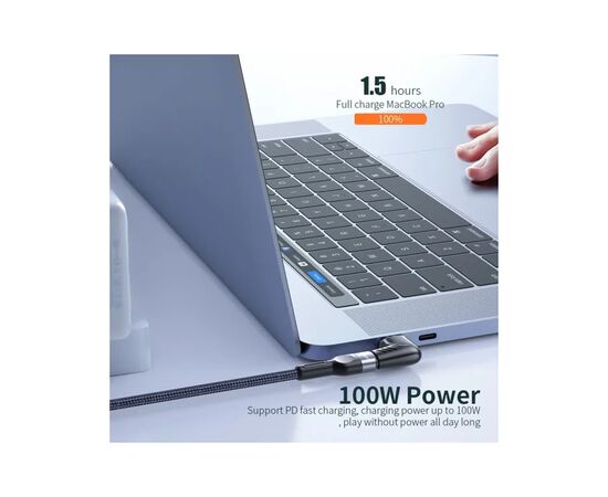Перехідник USB-C magnetic 100W 5Gbps 90° corner Essager (EZJT-QZG01), зображення 4