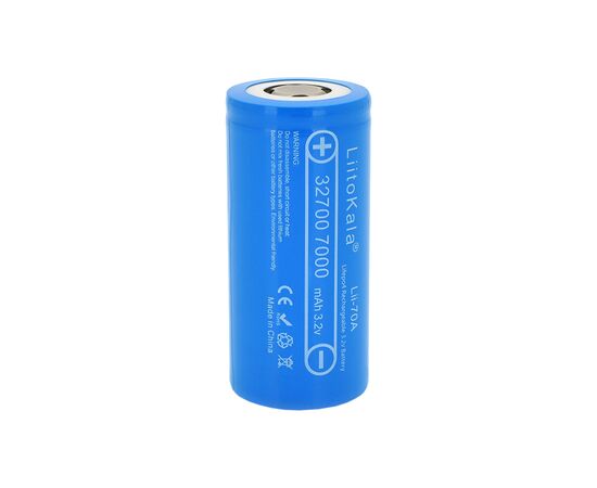 Аккумулятор 32700 LiFePO4, 7000mah (6500-7000mah, 30A, 3.2V (2.5-3.65V), Blue, PVC Liitokala (32700 / Lii-70A)