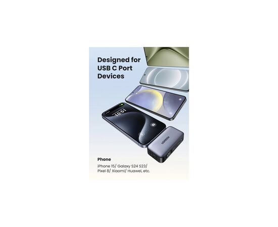 Батарея універсальна Ugreen 5000mAh 22,5W USB-C In/Out, with build-in Type-C connector (PB503) (35338), зображення 5