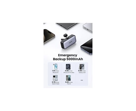 Батарея універсальна Ugreen 5000mAh 22,5W USB-C In/Out, with build-in Type-C connector (PB503) (35338), зображення 6