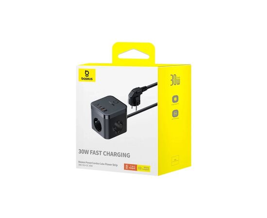 Сетевой фильтр питания Baseus PowerCombo Cube Power Strip (E00066400117-00), изображение 5