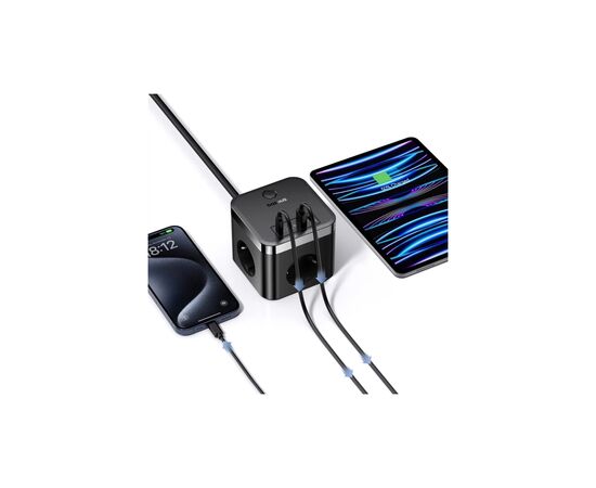 Сетевой фильтр питания Baseus PowerCombo Cube Power Strip (E00066400117-00), изображение 8