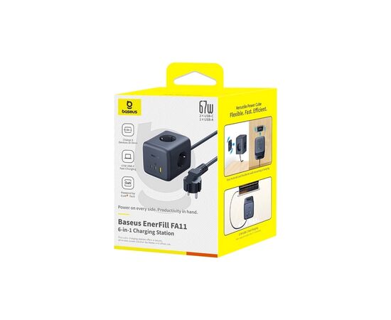 Сетевой фильтр питания Baseus EnerFill FA11 Cube Power Strip (E00082100123-00), изображение 5