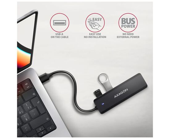 Концентратор AXAGON USB 3.1 to 4xUSB 3.0 black (HUE-C1A), изображение 3